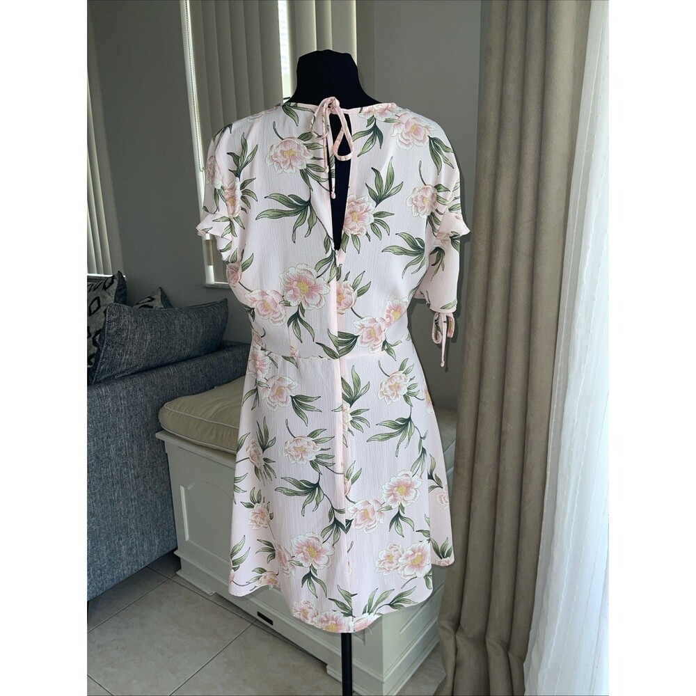 Atmosphere Pink Floral Dress Summer Ruffle Short Sleeves Sz 10 - Picture 4 of 12